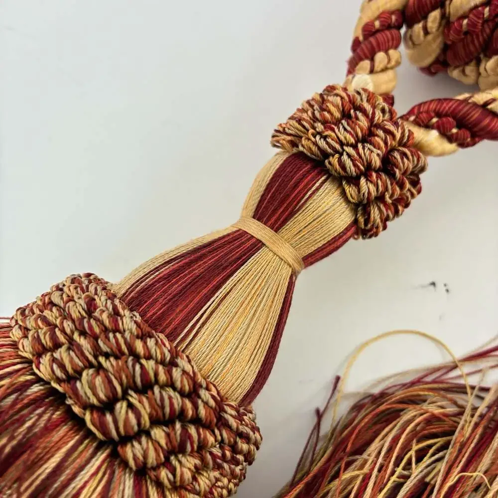 Traditional Burgundy and Gold Tassel Curtain Tieback